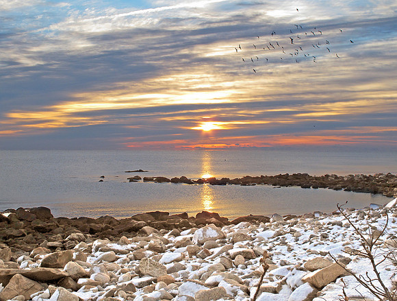 Frigid Winter Sunrise Narragansett